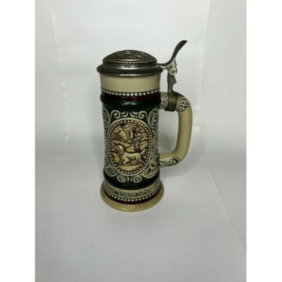 Vintage 1978 AVON Fishing Lidded Beer Stein Mug Rainbow Trout Hunting Dog - Picture 8 of 8